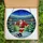 Holiday Soccer Fans' Vibrant Stained Glass Santa Kicking Ball Christmas Stadium Mosaic Art Red Blue Gold Stained Glass Suncatcher - 5