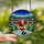 Holiday Soccer Fans' Vibrant Stained Glass Santa Kicking Ball Christmas Stadium Mosaic Art Red Blue Gold Stained Glass Suncatcher - 2