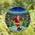 Holiday Soccer Fans' Vibrant Stained Glass Santa Kicking Ball Christmas Stadium Mosaic Art Red Blue Gold Stained Glass Suncatcher - 4