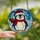 Penguin Lovers' Tiffany Stained Glass Penguin in Santa Hat Icy Blue & Red Jewel Tones Stained Glass Suncatcher - 2
