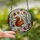 Nature Lovers' Tiffany Stained Glass Squirrel Winter Forest Mosaic Russet Orange Amber Autumn Leaves Stained Glass Suncatcher - 2