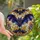 Gothic Art Enthusiasts' Intricate Tiffany Stained Glass Bat Art, Deep Violet Golden-Bronze Cosmic Filigree Pattern Stained Glass Suncatcher - 1