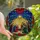 Faithful Christmas Lovers' Tiffany Stained Glass Nativity Ruby Red Poinsettia Emerald Green Mosaic Stained Glass Suncatcher - BOgVOQuqK-