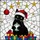 Cat Lovers' Festive Stained Glass Black Cat Santa Hat Emerald Eyes Jewel Tone Christmas Mosaic Stained Glass Suncatcher - 6