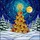 Personalized Family Christmas Stained Glass Golden Tree Winter Night Sky Jewel Tone 2025 Stained Glass Suncatcher - 6