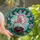 Art Lovers' Tiffany Stained Glass Gramophone, Rosy Pink Emerald Green Teal Floral Mosaic Stained Glass Suncatcher - 1