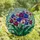 Art Enthusiasts' Tiffany Style Orchid Jewel Tone Magenta Royal Blue Mosaic Design Stained Glass Suncatcher - 4