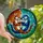 Nature Lovers' Nuzzling Otters Tiffany Style Stained Glass Orange Blue Teal Geometric Mosaic Design Stained Glass Suncatcher - 1