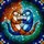 Nature Lovers' Nuzzling Otters Tiffany Style Stained Glass Orange Blue Teal Geometric Mosaic Design Stained Glass Suncatcher - 6