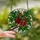 Art Enthusiasts' Jewel Tone Pomegranate Stained Glass Botanical Crimson Red Emerald Green Pattern Stained Glass Suncatcher - 2