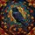 Nature Lovers' High Contrast Stained Glass Raven Iridescent Blue Autumn Jewel Tone Mosaic Stained Glass Suncatcher - 6