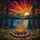 Nature Lovers' Vibrant Jewel Tone Tiffany Stained Glass Campfire Mountain Lake Sunset Artwork Stained Glass Suncatcher - 6