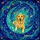 Labrador Enthusiasts' Tiffany Style Stained Glass Yellow Lab Cosmic Crescent Moon Jewel Tones Mosaic Stained Glass Suncatcher - 6