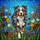 Australian Shepherd Lovers' Vibrant Tiffany Stained Glass Merle Wildflowers Blue Sky Art Stained Glass Suncatcher - 6