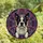 Dog Lovers' Vibrant Boston Terrier Stained Glass Art, Intricate Geometric Abstract Mosaic in Black White Indigo Pink Brown Stained Glass Suncatcher - 4