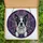 Dog Lovers' Vibrant Boston Terrier Stained Glass Art, Intricate Geometric Abstract Mosaic in Black White Indigo Pink Brown Stained Glass Suncatcher - 5