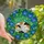 Cat Lovers' Intricate Stained Glass Calico Cat Blue Morning Glory Purple Floral Lush Green Design Stained Glass Suncatcher - 1