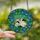 Cat Lovers' Intricate Stained Glass Calico Cat Blue Morning Glory Purple Floral Lush Green Design Stained Glass Suncatcher - 2
