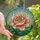 Women's Glowing Stained Glass Peony Orange Peach Emerald Green Tiffany Botanical Art Mosaic Stained Glass Suncatcher - 1