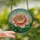 Women's Glowing Stained Glass Peony Orange Peach Emerald Green Tiffany Botanical Art Mosaic Stained Glass Suncatcher - 2