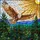 Nature Art Lovers' Tiffany Stained Glass Soaring Eagle Hawk Emerald Rust Jewel Tones Detailed Forest Mountain Sunburst Mosaic Stained Glass Suncatcher - 6
