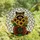 Wildlife Art Enthusiasts' Tiffany Style Raccoon Sunflower Jewel Tone Mosaic Stained Glass Suncatcher - 4