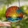 Tropical Art Lovers' Stained Glass Tropical Sunset Mosaic with Vibrant Yellow Sun, Fiery Orange Sky, Blue Ocean, Pink & Teal Palms Stained Glass Suncatcher - 2
