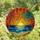 Tropical Art Lovers' Stained Glass Tropical Sunset Mosaic with Vibrant Yellow Sun, Fiery Orange Sky, Blue Ocean, Pink & Teal Palms Stained Glass Suncatcher - 4
