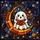 Whimsical Readers' Tiffany Glass Reading Ghost Amber Orange Cosmic Night Sky Stained Glass Suncatcher - 6