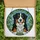 Bernese Mountain Dog Lovers' Cheerful Bernese Dog Stained Glass Mosaic Green Blue Foliage Stained Glass Suncatcher - 5