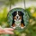 Bernese Mountain Dog Lovers' Cheerful Bernese Dog Stained Glass Mosaic Green Blue Foliage Stained Glass Suncatcher - 2