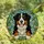 Bernese Mountain Dog Lovers' Cheerful Bernese Dog Stained Glass Mosaic Green Blue Foliage Stained Glass Suncatcher - 4