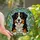 Bernese Mountain Dog Lovers' Cheerful Bernese Dog Stained Glass Mosaic Green Blue Foliage Stained Glass Suncatcher - 1