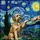 Pet Lovers' Tiffany Stained Glass Goldendoodle Paw Touch Creation Art, Starry Night Jewel Tones Stained Glass Suncatcher - 6