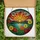 Art & Nature Lovers' Vibrant Tiffany Stained Glass Sunrise Mosaic, Dramatic Rays, Gerbera Daisies, Orange Yellow Blue Green Jewel Tones Stained Glass Suncatcher - 5