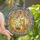 Whimsical Dreamers' Jewel Tone Stained Glass Moon Cat & Books Cherry Blossom Stained Glass Suncatcher - 1