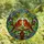 Nature Lovers' Intricate Stained Glass Robins Tree Branch Mosaic Fiery Orange Deep Red Forest Green Jewel Tones Stained Glass Suncatcher - 4
