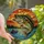 Anglers & Art Lovers Vivid Tiffany Stained Glass Leaping Bass Sunset Lake Mosaic Art Jewel Tones Stained Glass Suncatcher - 1