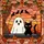 Spooky Cute Art Lovers Tiffany Stained Glass Ghost Black Cat Mosaic Sunset Orange Pink Design Stained Glass Suncatcher - 6