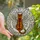 Cat Lovers' Intricate Stained Glass Tabby Cat Winged Crescent Moon Glowing Orange Black Mosaic Stained Glass Suncatcher - 1