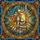 Fantasy Art Fans' Ornate Stained Glass Armored Female Warrior Sunburst Mosaic Gold Blue Orange Stained Glass Suncatcher - 6