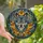 Nature Lovers' Majestic Stained Glass Wolf Head Maple Leaf Mosaic Forest Art Blue Amber Jewel Tones Stained Glass Suncatcher - 1
