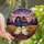 Whimsical Art Lovers' Tiffany Stained Glass Ghosts Barn Twilight Gold Purple Orange Mosaic Stained Glass Suncatcher - 1