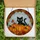 Autumn Cat Lovers' Whimsical Tiffany-Style Black Cat, Orange Pumpkins, Red Autumn Mosaic Stained Glass Suncatcher - 5