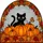 Autumn Cat Lovers' Whimsical Tiffany-Style Black Cat, Orange Pumpkins, Red Autumn Mosaic Stained Glass Suncatcher - 6