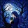 Cat Lovers' Luminous Stained Glass Woman Blue Violet Hair Black Cat Full Moon Gnarled Tree Mosaic Stained Glass Suncatcher - 6