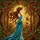 Art Lovers' Tiffany Style Stained Glass Forest Woman, Teal Gown & Ruby Berries, Golden Lantern Glow, Emerald Foliage Stained Glass Suncatcher - 6