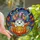 Halloween Enthusiasts' Stained Glass Ghost Pumpkin Indigo Mystic Star Mosaic Art Stained Glass Suncatcher - 1