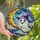Whimsical Art Enthusiasts' Cheerful Stained Glass Ghost Flying Broom, Glowing Moon, Purple & Orange Stained Glass Suncatcher - 1
