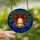 Holiday Celebrators' Intricate Tiffany Style Golden Christmas Bell Red Bow Blue Mosaic Jewel Tone Stained Glass Suncatcher - mQaNV6QkMb